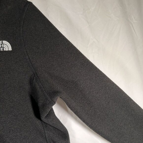 North Face Hoodie Sweater Women's Small Black Fleece Pockets Snap Neck - Picture 7 of 12